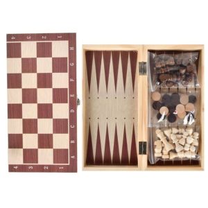 Backgammon 3 In 1 Wooden Chess Checkers